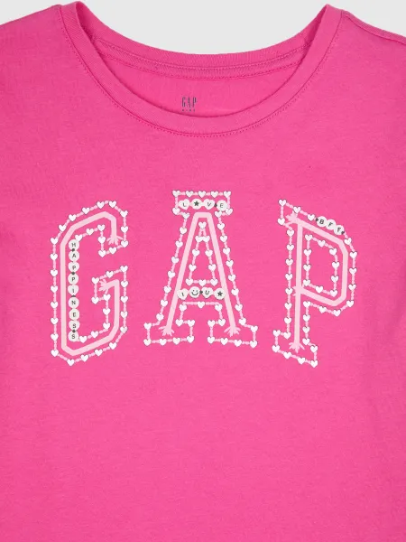 GAP V-FRCH SS LOGO TEE Detské tričko, ružová, veľkosť