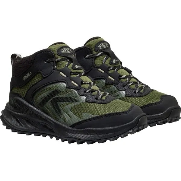 Keen ZIONIC MID WP YOUTH Detská outdoorová obuv, khaki, veľkosť 36