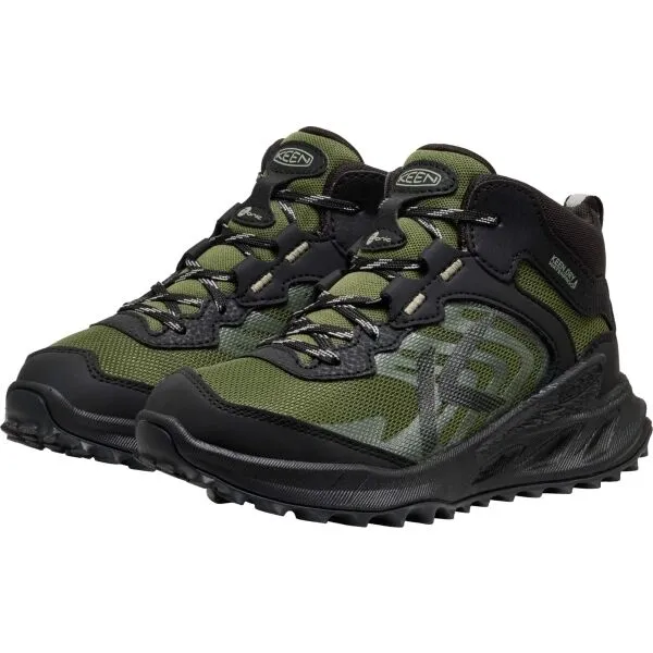 Keen ZIONIC MID WP YOUTH Detská outdoorová obuv, khaki, veľkosť 36