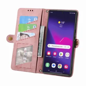 GEOM Peňaženkové puzdro pre Samsung Galaxy S24 Ultra 5G ružové