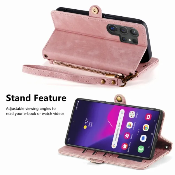 GEOM Peňaženkové puzdro pre Samsung Galaxy S24 Ultra 5G ružové