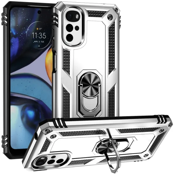RING Ochranný obal pre Motorola Moto G22 strieborný