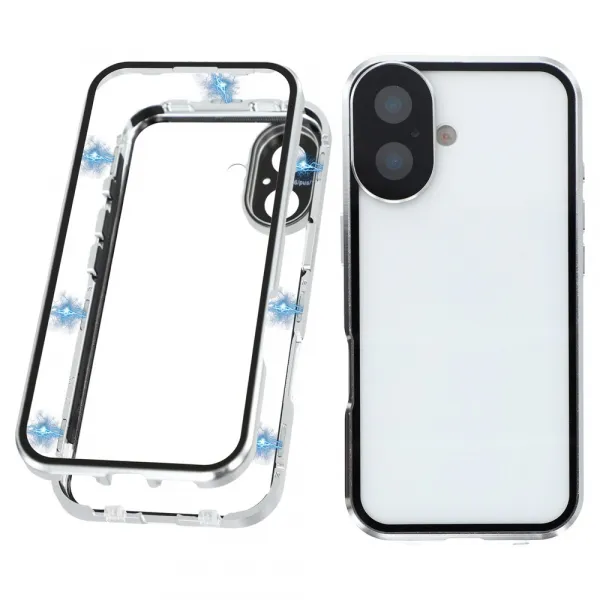 Magnetický kryt 360 pre Apple iPhone 17 strieborný