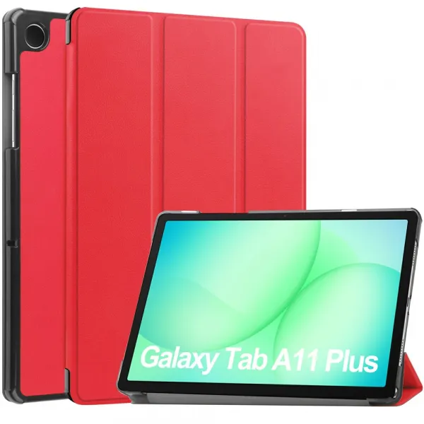 LEATHER Zaklápací kryt pre Samsung Galaxy Tab A11+ červený