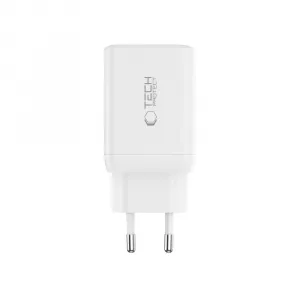 Tech-Protect NC45W GaN sieťová nabíjačka 2x USB-C 45W + kábel USB-C, biela