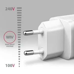AXAGON ACU-DPQ65W, GaN nabíjačka do siete 65W, 3x port (USB-A + dual USB-C), PD3.0/QC4+/PPS/Apple, biela
