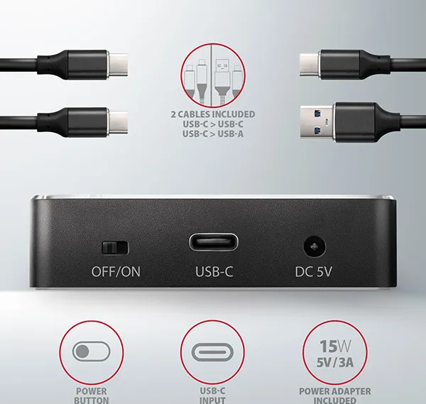 AXAGON ADSA-M2C, USB-C 3.2 Gen 2 - 2x M.2 dokovacie stanice NVMe SSD CLONE MASTER