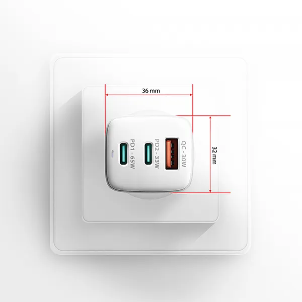 AXAGON ACU-DPQ65W, GaN nabíjačka do siete 65W, 3x port (USB-A + dual USB-C), PD3.0/QC4+/PPS/Apple, biela