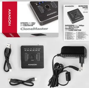 AXAGON ADSA-M2C, USB-C 3.2 Gen 2 - 2x M.2 dokovacie stanice NVMe SSD CLONE MASTER