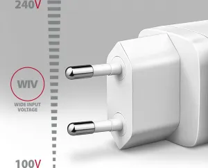 AXAGON ACU-PQ20W, nabíjačka do siete 20W, 2x port (USB-A + USB-C), PD3.0/PPS/QC4+/AFC/Apple, biela