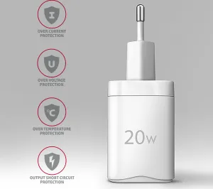 AXAGON ACU-PQ20W, nabíjačka do siete 20W, 2x port (USB-A + USB-C), PD3.0/PPS/QC4+/AFC/Apple, biela