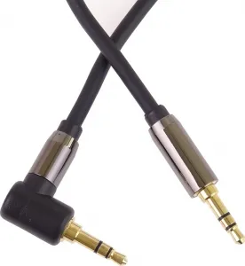 PremiumCord HQ stíněný kabel stereo Jack 3.5mm - Jack 3.5mm zahnutý 90°, 1,5m