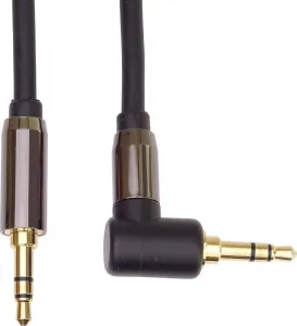 PremiumCord HQ stíněný kabel stereo Jack 3.5mm - Jack 3.5mm zahnutý 90°, 1,5m