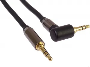 PremiumCord HQ stíněný kabel stereo Jack 3.5mm - Jack 3.5mm zahnutý 90°, 1,5m