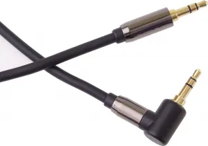 PremiumCord HQ stíněný kabel stereo Jack 3.5mm - Jack 3.5mm zahnutý 90°, 1,5m
