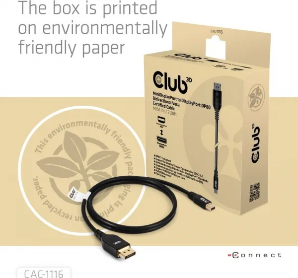 Club 3D Club3D Kabel MiniDisplayPort na DisplayPort 2.1 Certifikovaný, Oboustranný, 10K60Hz, DSC1.2, UHBR10, 1m