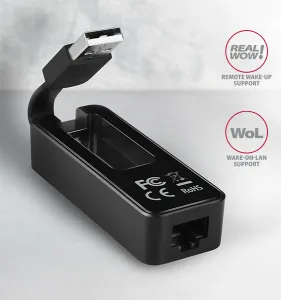 AXAGON ADE-XR, USB 2.0 - Fast Ethernet sieťová karta, auto inštal, čierna