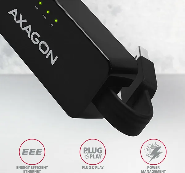 AXAGON ADE-XR, USB 2.0 - Fast Ethernet sieťová karta, auto inštal, čierna