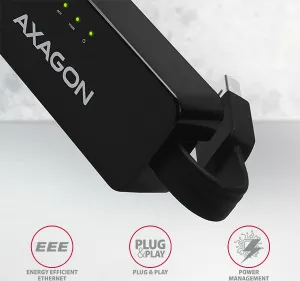 AXAGON ADE-XR, USB 2.0 - Fast Ethernet sieťová karta, auto inštal, čierna