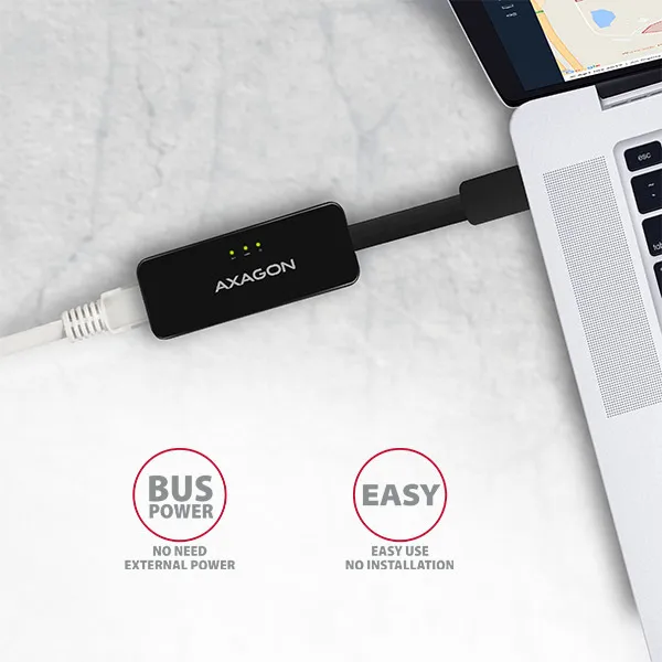 AXAGON ADE-XR, USB 2.0 - Fast Ethernet sieťová karta, auto inštal, čierna