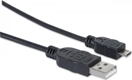 MANHATTAN Pripojovací kábel USB 2.0 A samec / Micro-B samec, 1.8 m, čierna