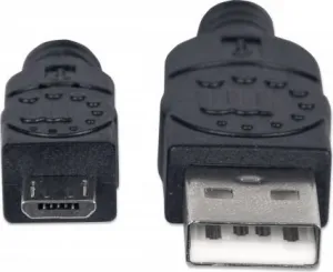 MANHATTAN Pripojovací kábel USB 2.0 A samec / Micro-B samec, 1.8 m, čierna