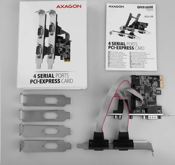 AXAGON PCEA-S4N, PCIe radič - 4x sériový port (RS232) 250 kbps, vrátane. LP