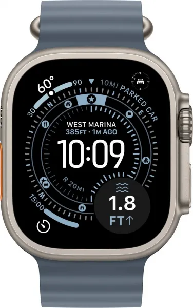 Apple Watch Ultra 3 GPS + Cellular 49mm Natural Titanium Case with Anchor Blue Ocean Band, MEWH4QC/A