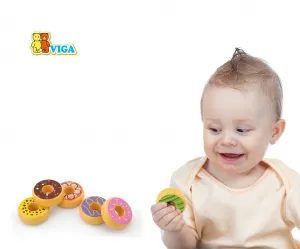 Detská drevená hračka Viga sada 6 drevených donutov