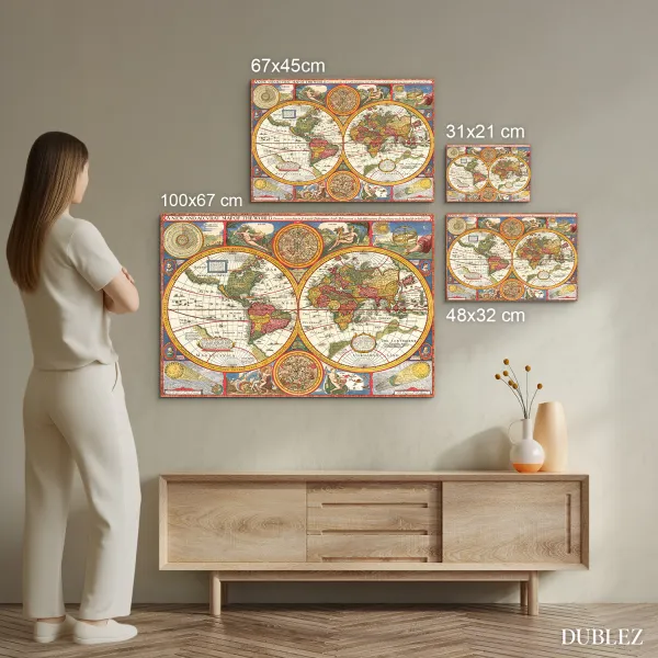 Drevený obraz - Historická mapa sveta