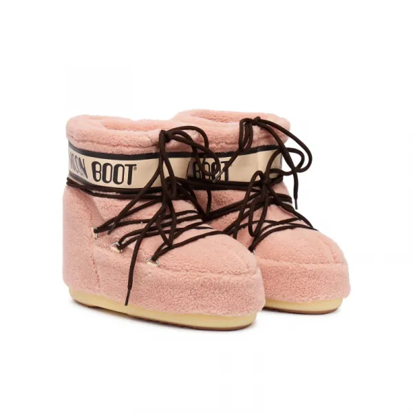 Dámske nízke zimné topánky MOON BOOT MB ICON LOW FLEECE-J001 PINK