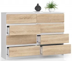 Ak furniture Komoda Rollo X 140 cm biela/dub sonoma