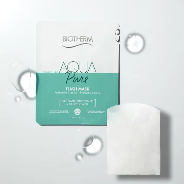 Biotherm Aqua Pure Flash Mask plátenná maska s hydratačným účinkom pre regeneráciu pleti 31 g