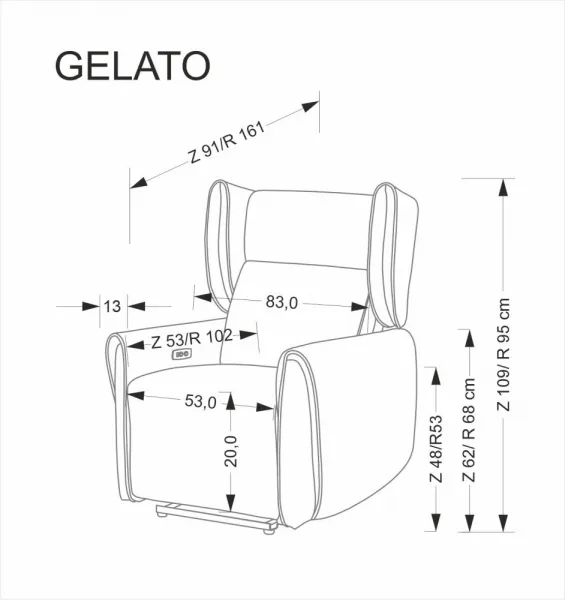 Elektrické polohovacie kreslo GELATO Halmar