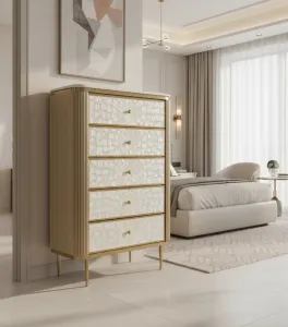 LivinHill Komoda Stilig ST911 80 cm slonovinová/zlazá
