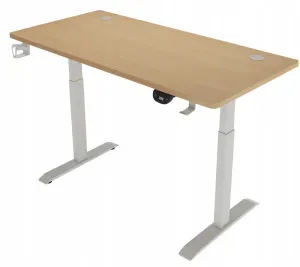 Elektrickývýškovonastaviteľnýstôl72-117cm-jelša,bielaŠírka:60cm|Dĺžka:140cm