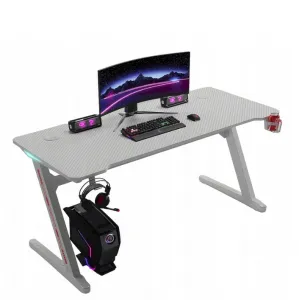 GamingovýstôlsRGBLEDpodsvietenímbielyŠírka:60cm|Dĺžka:120cm