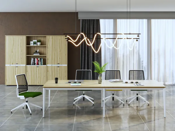 Konferenčný stôl Houseland Profit Meet 01 s 3 zásuvkami 200 cm dub prírodný