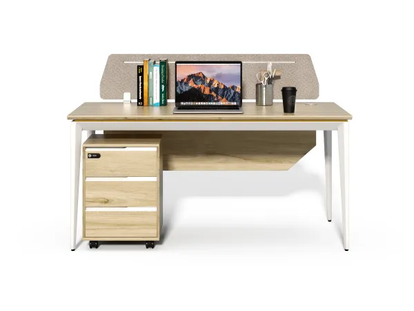 Kancelársky stôl s kontajnerom Houseland Profit Max 01 1608 dub/biely