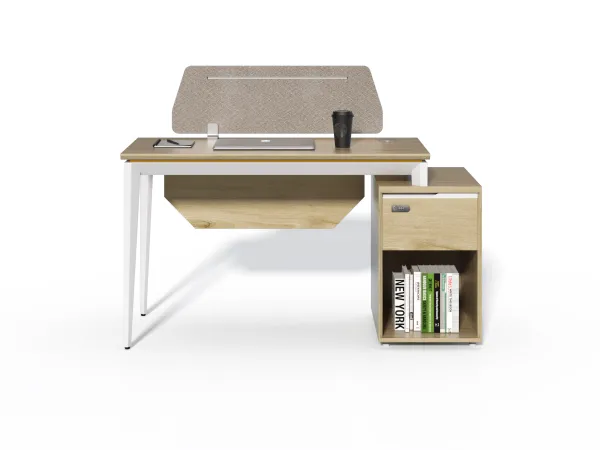 Kancelársky stôl s skrinkou Houseland Profit Max 03 1406 dub/biely