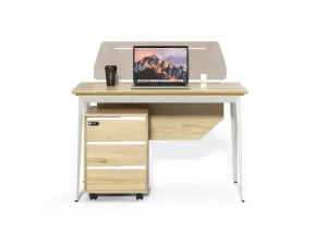 Kancelársky stôl s kontajnerom Houseland Profit Max 01 1206 dub/biely