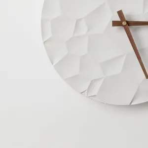 ODLITO ODLIATO Betónové nástenné hodiny Mesačný kráter – biela – 30 cm – hnedé ručičky