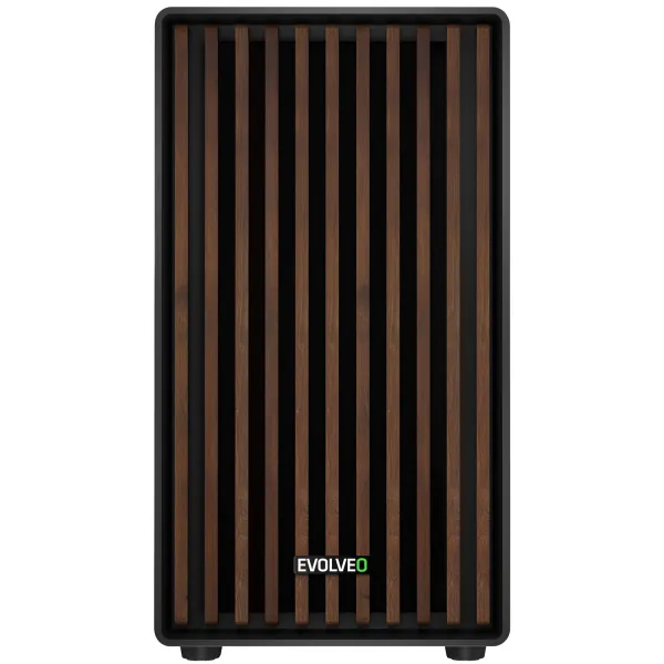 EVOLVEO Panthera, mATX skriňa, 3x ARGB 120 mm ventilátor, drevený predný panel + sklenený bočný panel