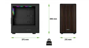 EVOLVEO Panthera, mATX skriňa, 3x ARGB 120 mm ventilátor, drevený predný panel + sklenený bočný panel