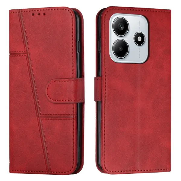 STITCHED Peňaženkový kryt pre Xiaomi Redmi Note 14 5G červený