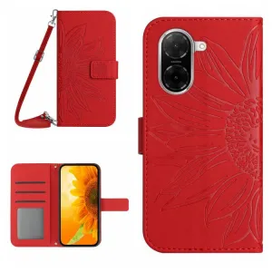 ART SUNFLOWER Peňaženkový obal so šnúrkou pre Xiaomi Redmi A5 červený