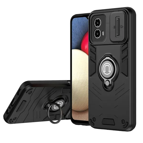 CAMPROTECT Obal s držiakom pre Motorola Moto G34 5G čierny