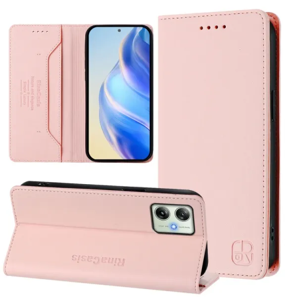RINA Zaklápacie puzdro pre Motorola Moto G54 / G54 Power Edition 5G svetloružové