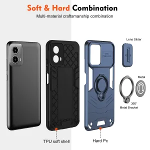 CAMPROTECT Obal s držiakom pre Motorola Moto G34 5G modrý