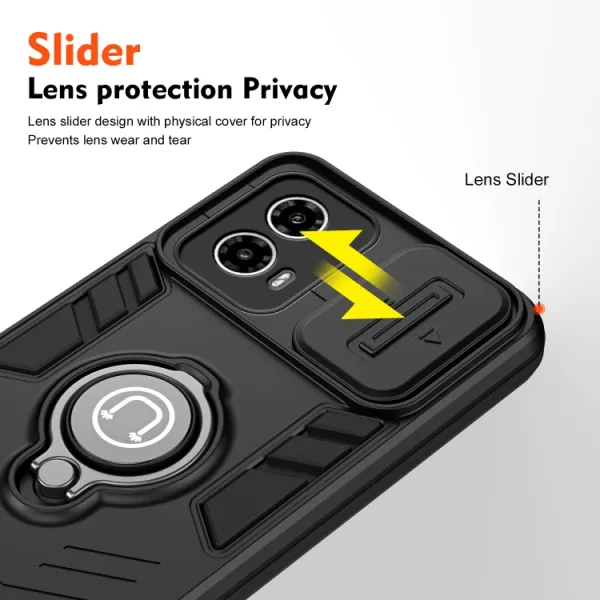 CAMPROTECT Obal s držiakom pre Motorola Moto G34 5G čierny